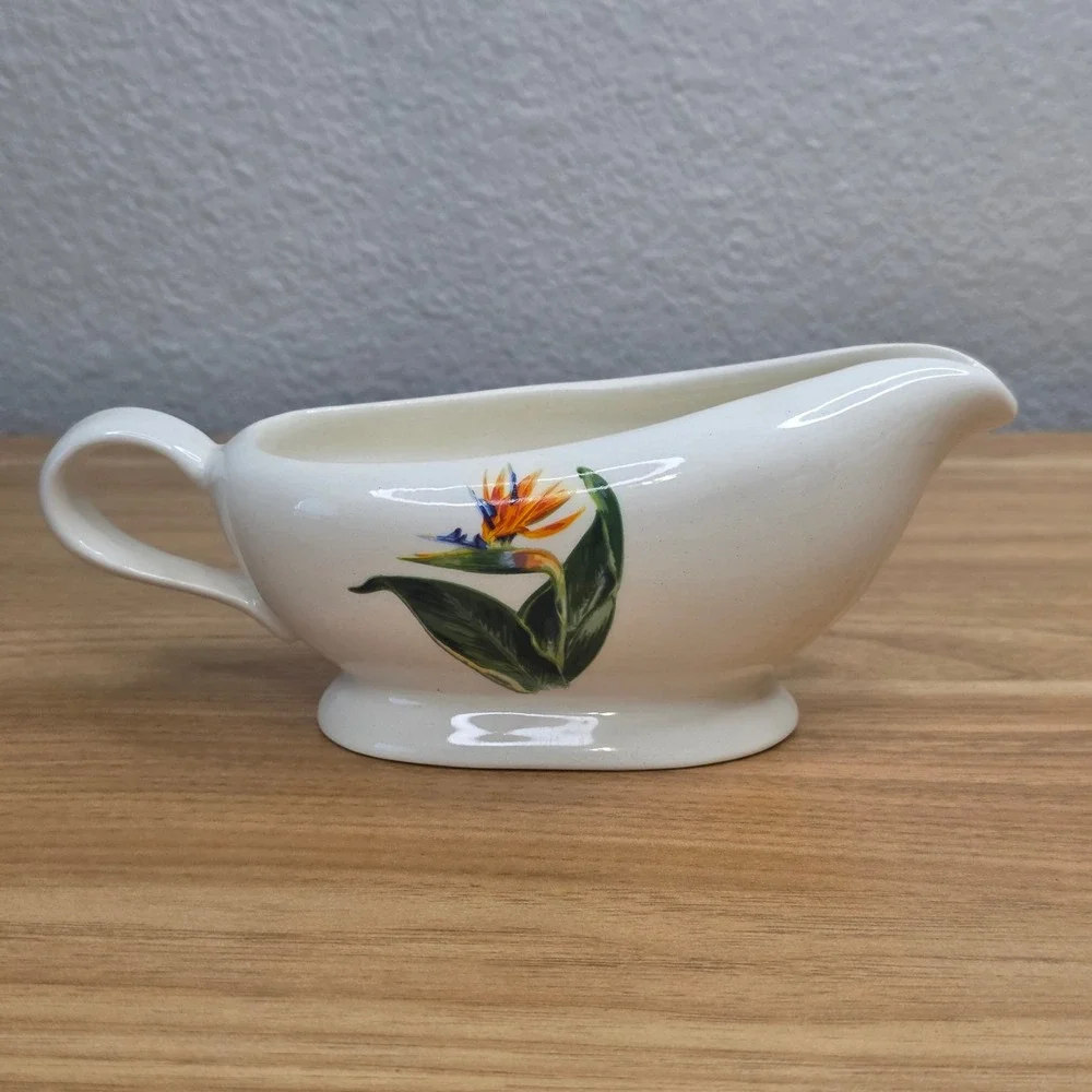 Santa Anita Ware Bird of Paradise Salt & Pepper Shakers-Creamer-Soup Bowl 1949